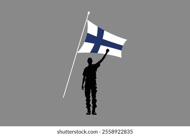 A Man with Finland flag, Flag of Finland national country symbol illustration Vector, Rectangle Finland flag illustration, Flat vector illustration
