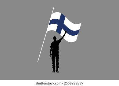 A Man with Finland flag, Flag of Finland national country symbol illustration Vector, Rectangle Finland flag illustration, Flat vector illustration
