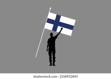 A Man with Finland flag, Flag of Finland national country symbol illustration Vector, Rectangle Finland flag illustration, Flat vector illustration
