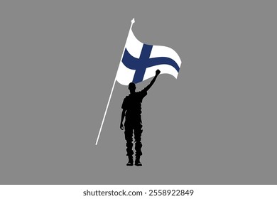 A Man with Finland flag, Flag of Finland national country symbol illustration Vector, Rectangle Finland flag illustration, Flat vector illustration
