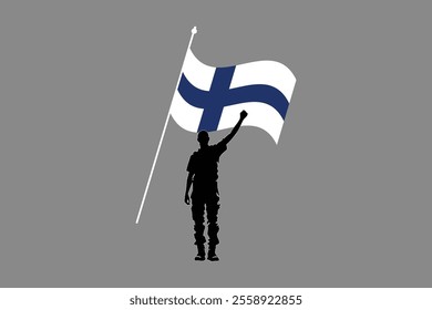 A Man with Finland flag, Flag of Finland national country symbol illustration Vector, Rectangle Finland flag illustration, Flat vector illustration
