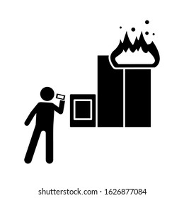 Man, fire, phone icon. Simple pictogram of human and fire icons for ui and ux, website or mobile application