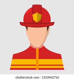 man firefighter avatar vector illustration in flat style