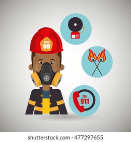 man firefighter call 911 alarm