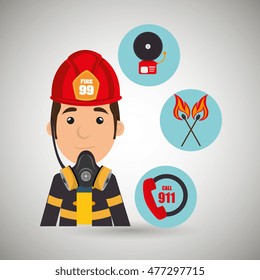 man firefighter call 911 alarm