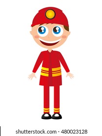 man firefighter character comic avatar vector illustration design