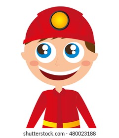 man firefighter character comic avatar vector illustration design