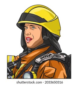 Porträt des Feuerwehrmanns mit seitwärts schauendem Blick