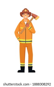 man firefighter professions avatar character vector illustration design