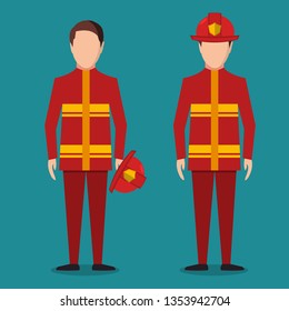 man firefighter vector illustration in flat style