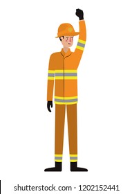 man fireman with hand up avatar character