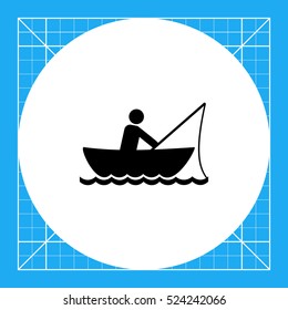 Man Fishing in Boat Icon
