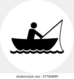 Man Fishing in Boat Icon