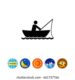 Man Fishing in Boat Icon