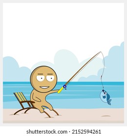 Man fishing A fisherman catches a fish with a fishing rod