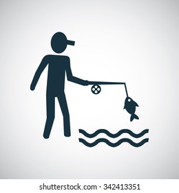 man fishing Icon Vector