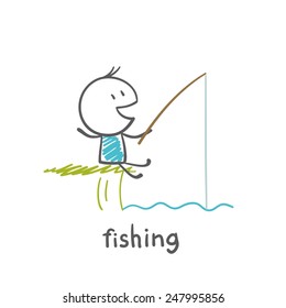 man fishing illustration