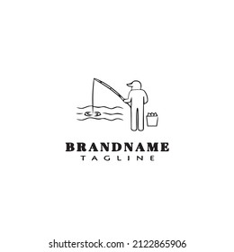 man fishing logo cartoon design template icon black modern isolated vector