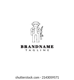 man fishing logo cartoon design template icon black modern isolated vector