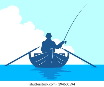 Man fishing on boat.