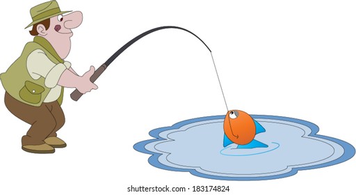 Man Fishing in a Pond