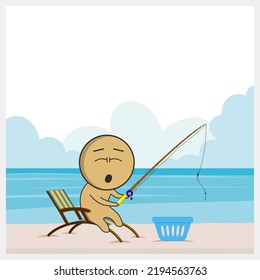 Man fishing in the sea