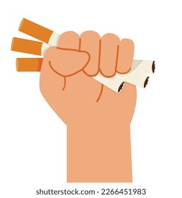 Man Fist Cigarette butt crushed flat vector