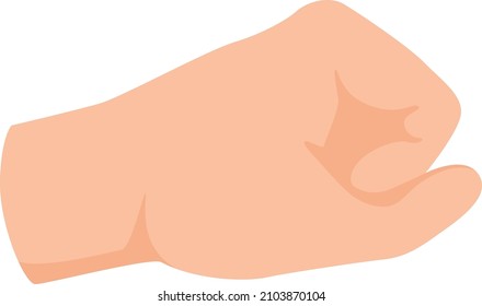 Man fist side view, human hand position. Vector power gesture and aggression strike with strength illustration