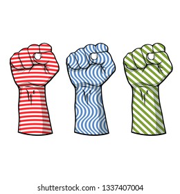 Man fists with different line art design, vector illustration