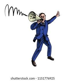 Man fith Megaphone isolated vector 
