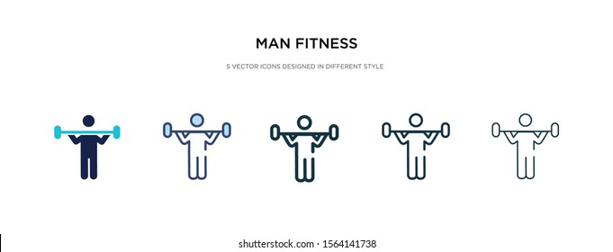 man fitness icon in different style vector illustration. two colored and black man fitness vector icons designed in filled, outline, line and stroke style can be used for web, mobile, ui