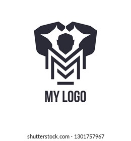 Man of fitness silhouette character vector design template, fitness logo