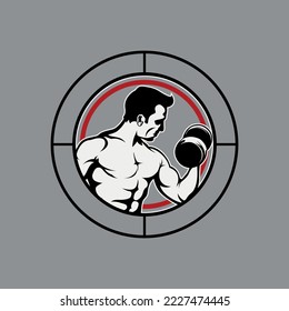 Man of fitness silhouette character vector design template,Fitness logo