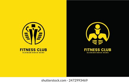 Man of fitness silhouette character vector design template, Fitness club logo