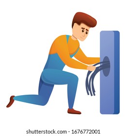 Man fix wires icon. Cartoon of man fix wires vector icon for web design isolated on white background