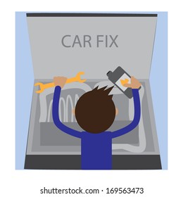 Man Fixing Car