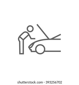 Man fixing car line icon.