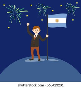 man flag Argentina vector illustration