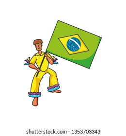 man with flag brazilian