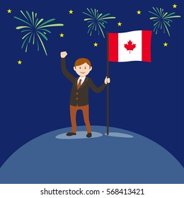 man flag Canada vector illustration