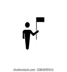 Man with Flag concept line icon. Simple element illustration. Man with Flag concept outline symbol design.