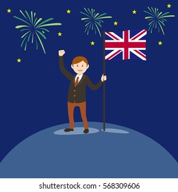 man flag Great Britain vector illustration