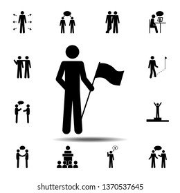 a man with a flag in his hands icon. Simple glyph, flat vector element of People icons set for UI and UX, website or mobile application