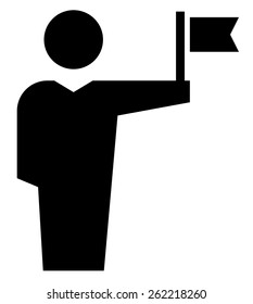 Man with flag icon