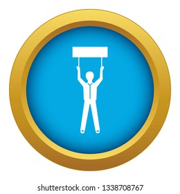 Man flag up icon blue vector isolated on white background for any design