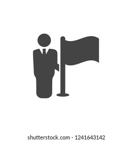 man, flag icon. Element of business plannin icon. Glyph icon for website design and development, app development. Premium icon