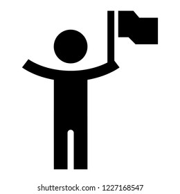 Man with flag icon. Simple illustration of man with flag vector icon for web design isolated on white background
