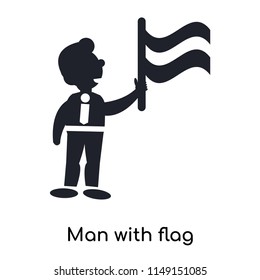 Man with flag icon vector isolated on white background for your web and mobile app design, Man with flag logo concept