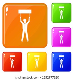 Man flag up icons set collection vector 6 color isolated on white background