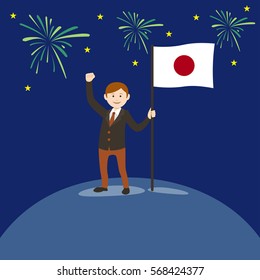man flag Japan vector illustration